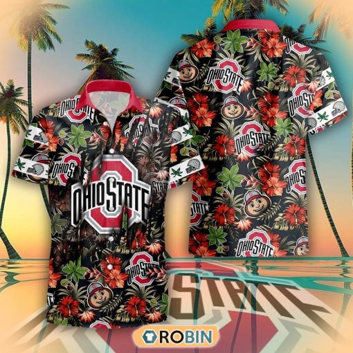 Ohio State Buckeyes Floral Hawaiian Shirt