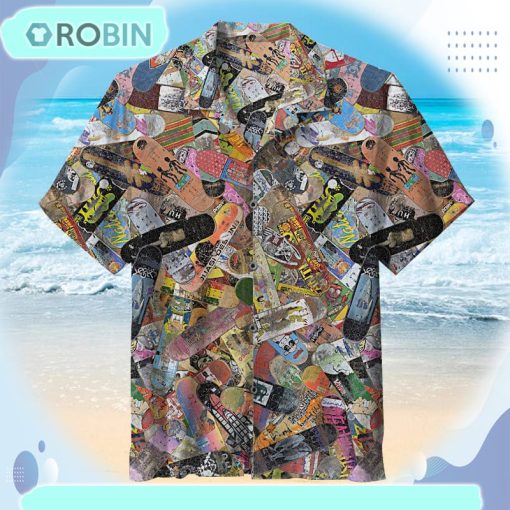 Old Skateboard Doodle Unisex Hawaiian Shirt