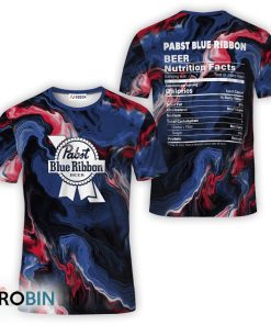 Pabst Blue Ribbon Abstract Liquid Marble All Over Printed T-Shirt