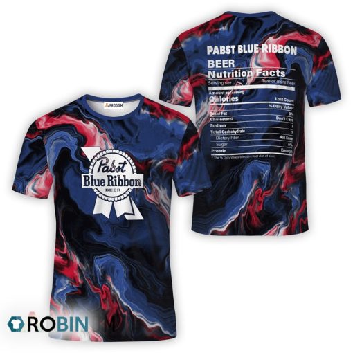 Pabst Blue Ribbon Abstract Liquid Marble All Over Printed T-Shirt