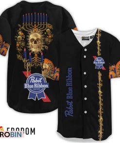 Pabst Blue Ribbon Golden Skull And Pumpkin Baseball Jersey Shirt Style