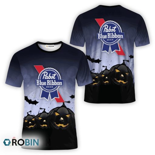 Pabst Blue Ribbon Halloween Night Pumpkin 3D All Over Printed T-Shirt