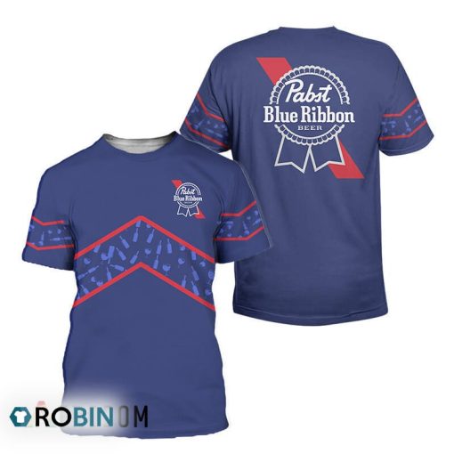 Pabst Blue Ribbon Wine Pattern All Over Printed T-Shirt