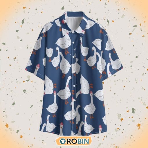 Pattern Duck Blue Tropical Hawaiian Button Shirt