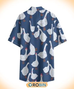 Pattern Duck Blue Tropical Hawaiian Button Shirt
