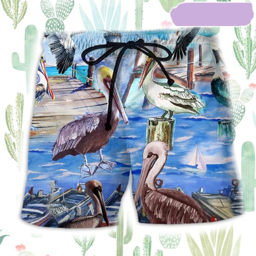 Pelican Animals Love Beach Beach Short, Gift for Holiday Summer
