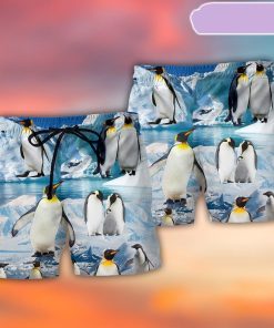 Penguins Cute Style In Snow Beach Short, Gift for Holiday Summer