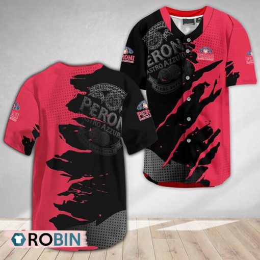 Peroni Brewery Metal Crack Pattern Baseball Jersey Shirt Style