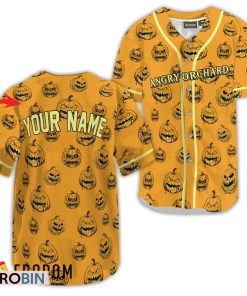 Personalized Angry Orchard Halloween Pumpkin Baseball Jersey Shirt Style