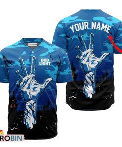 Personalized Bud Light Halloween Zombie’s Hand Baseball Jersey Shirt Style