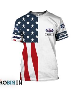 Personalized Bud Light USA Flag 3D All Over Printed T-Shirt