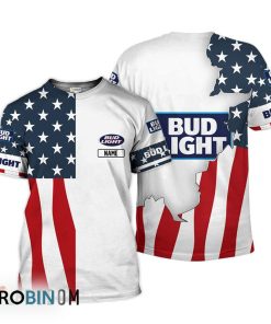 Personalized Bud Light USA Flag 3D All Over Printed T-Shirt