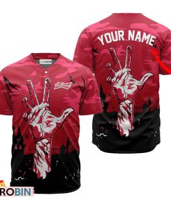 Personalized Budweiser Beer Halloween Zombie’s Hand Baseball Jersey Shirt Style