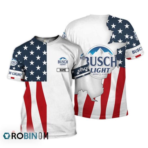 Personalized Busch Light USA Flag 3D All Over Printed T-Shirt