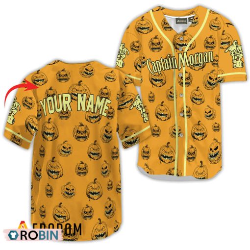 Personalized Captain Morgan Halloween Pumpkin Baseball Jersey Shirt Style