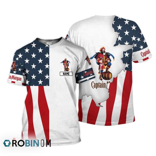 Personalized Captain Morgan USA Flag 3D All Over Printed T-Shirt