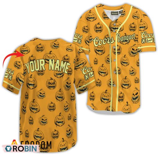 Personalized Coors Banquet Halloween Pumpkin Baseball Jersey Shirt Style
