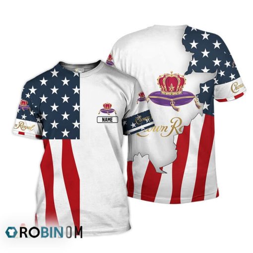 Personalized Crown Royal USA Flag 3D All Over Printed T-Shirt