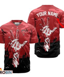 Personalized Fireball Whisky Halloween Zombie’s Hand Baseball Jersey Shirt Style