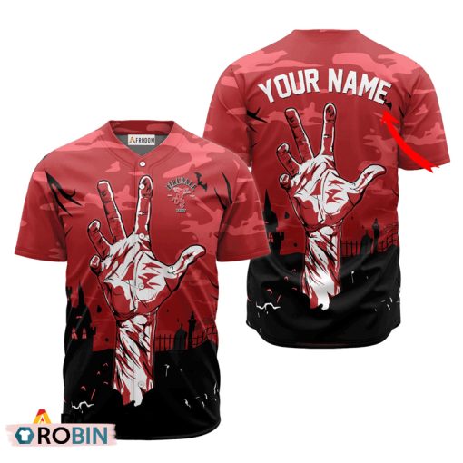 Personalized Fireball Whisky Halloween Zombie’s Hand Baseball Jersey Shirt Style