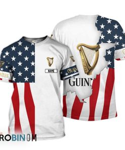 Personalized Guinness Beer USA Flag 3D All Over Printed T-Shirt