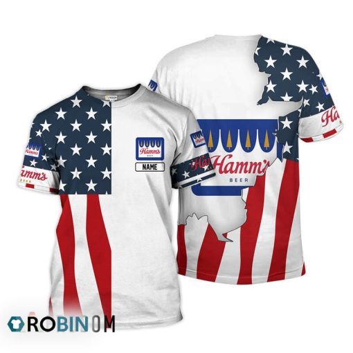 Personalized Hamm’s Beer USA Flag 3D All Over Printed T-Shirt