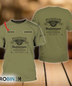 Personalized Military Green Budweiser Beer All Over Printed T-Shirt