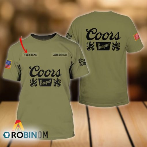 Personalized Military Green Coors Banquet All Over Printed T-Shirt