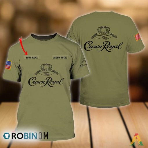 Personalized Military Green Crown Royal All Over Printed T-Shirt