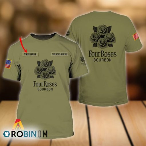 Personalized Military Green Four Roses Bourbon All Over Printed T-Shirt