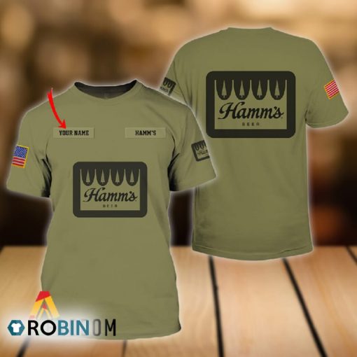 Personalized Military Green Hamm’s Beer All Over Printed T-Shirt