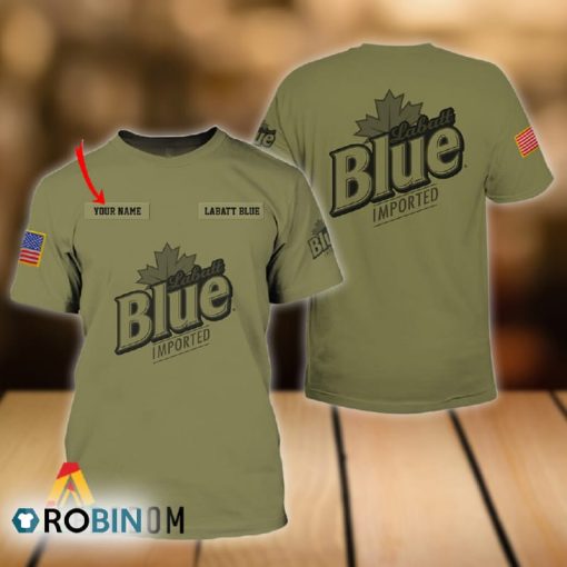 Personalized Military Green Labatt Blue All Over Printed T-Shirt
