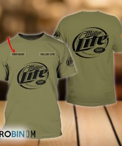 Personalized Military Green Miller Lite All Over Printed T-Shirt Personalized Military Green Miller Lite All Over Printed T-Shirt