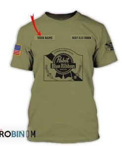 Personalized Military Green Pabst Blue Ribbon Beer All Over Printed T-Shirt Personalized Military Green Pabst Blue Ribbon Beer All Over Printed T-Shirt