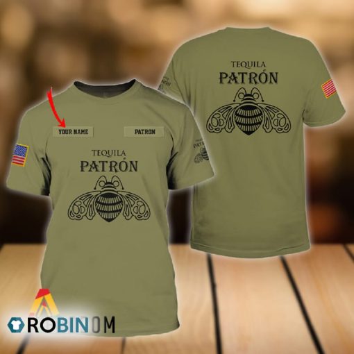 Personalized Military Green Tequila Patron All Over Printed T-Shirt