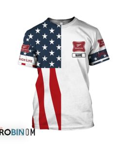 Personalized Miller High Life USA Flag 3D All Over Printed T-Shirt