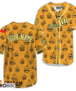 Personalized Miller Lite Halloween Pumpkin Baseball Jersey Shirt Style