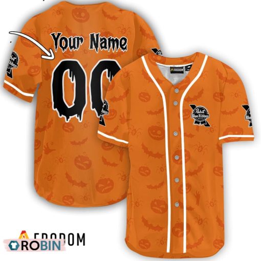 Personalized Pabst Blue Ribbon Halloween Patterns Baseball Jersey Shirt Style
