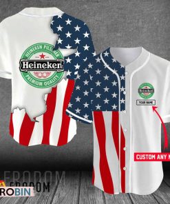 Personalized US Flag Heineken Baseball Jersey Shirt Style
