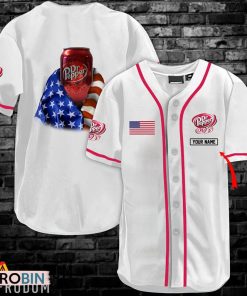 Personalized Vintage White USA Flag Dr Pepper Jersey Shirt Personalized Vintage White USA Flag Dr Pepper Jersey Shirt
