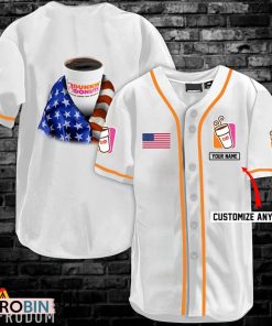 Personalized Vintage White USA Flag Dunkin Donuts Jersey Shirt