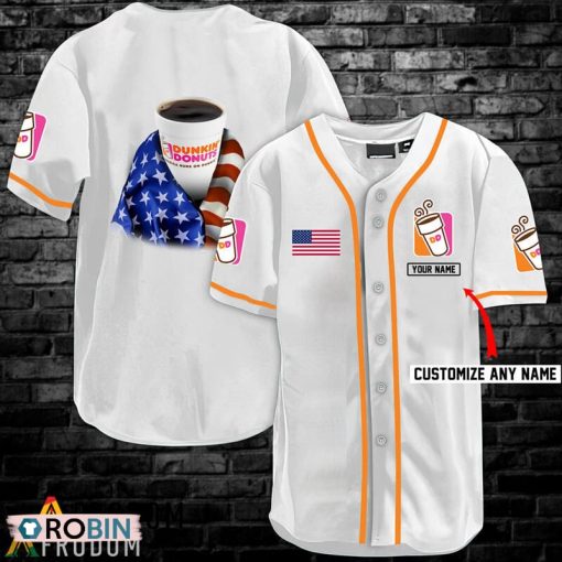 Personalized Vintage White USA Flag Dunkin Donuts Jersey Shirt