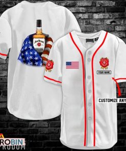 Personalized Vintage White USA Flag Jim Beam Jersey Shirt