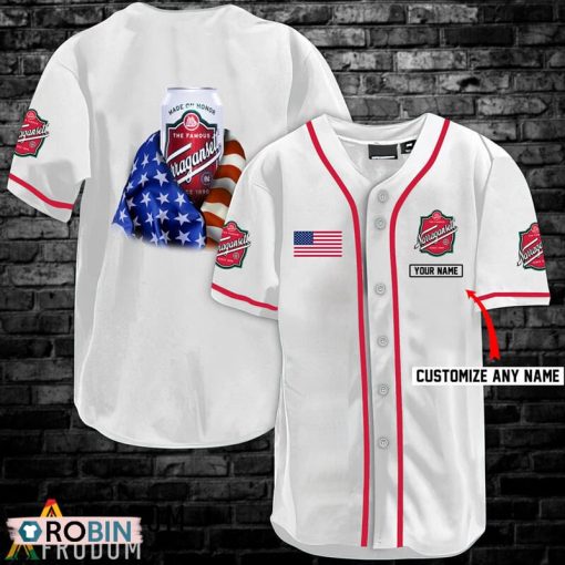Personalized Vintage White USA Flag Narragansett Jersey Shirt