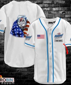 Personalized Vintage White USA Flag Natural Ice Jersey Shirt