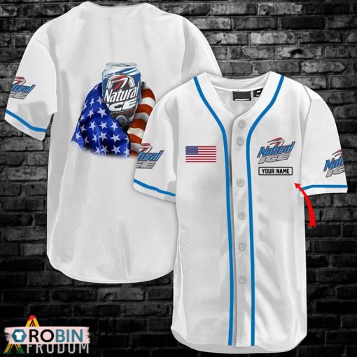 Personalized Vintage White USA Flag Natural Ice Jersey Shirt