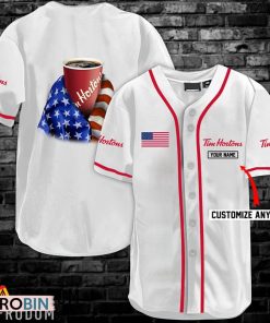 Personalized Vintage White USA Flag Tim Hortons Jersey Shirt