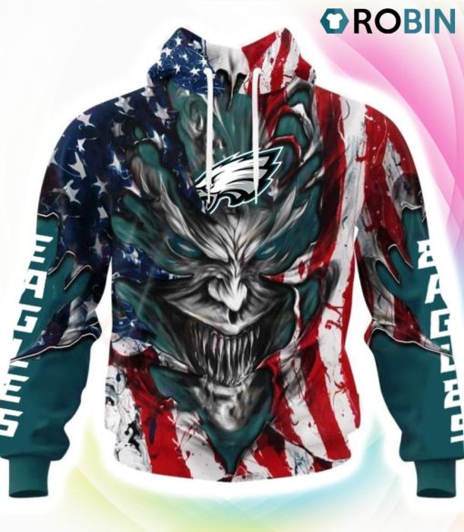 Philadelphia Eagles Demon Face Design 3D Hoodie, Philadelphia Eagles Merchandise