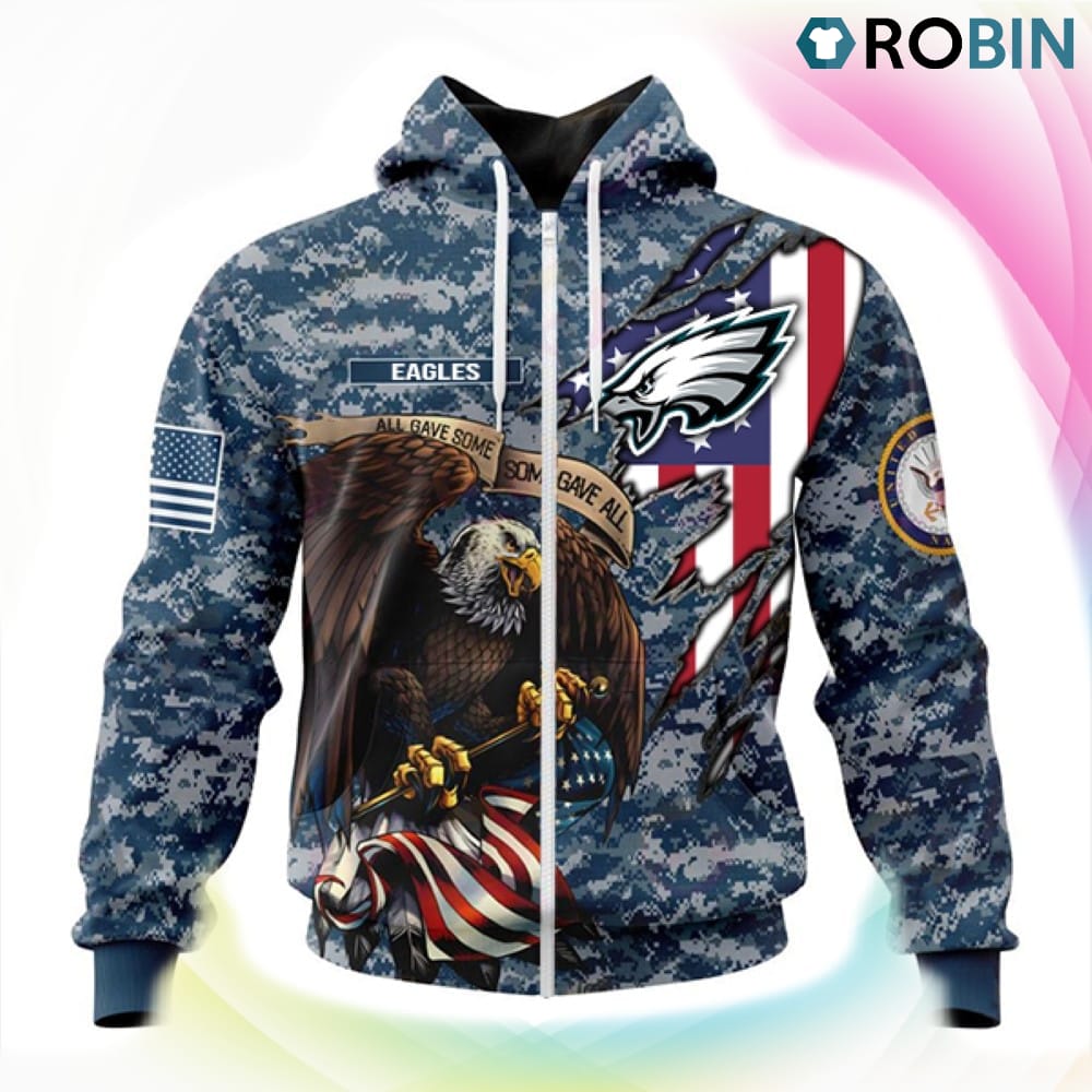 Philadelphia Eagles NFL Honor US Navy Veterans 3D Hoodie, Philadelphia Eagles Fan Shirt for Sale