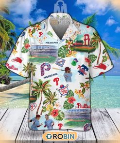 Philadelphia Phillies Floral Tropical Pattern Hawaiian Shirt Philadelphia Phillies Floral Tropical Pattern Hawaiian Shirt